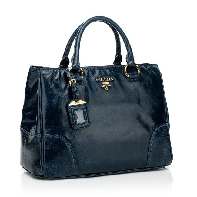 2014 Prada bright Leather Tote Bag for sale BN2533 darkblue - Click Image to Close